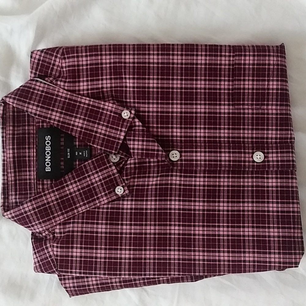 Bonobos button down shirt, red/pink, size M slim
